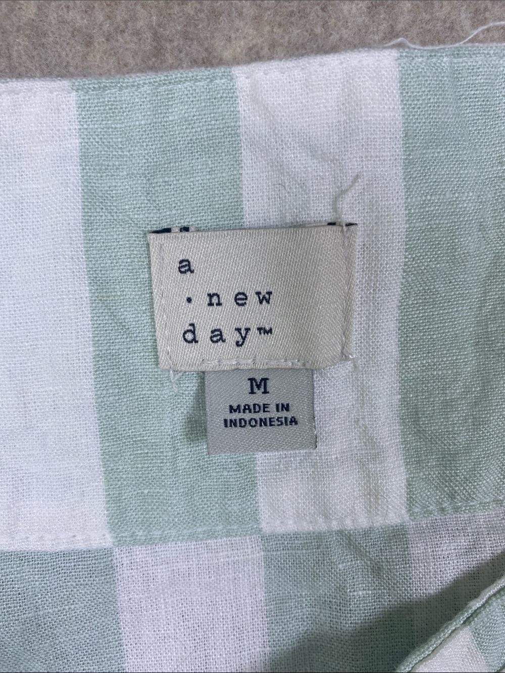 A New Day Linen Blend Striped Button Front Midi Skirt Green White M - Picture 5 of 6